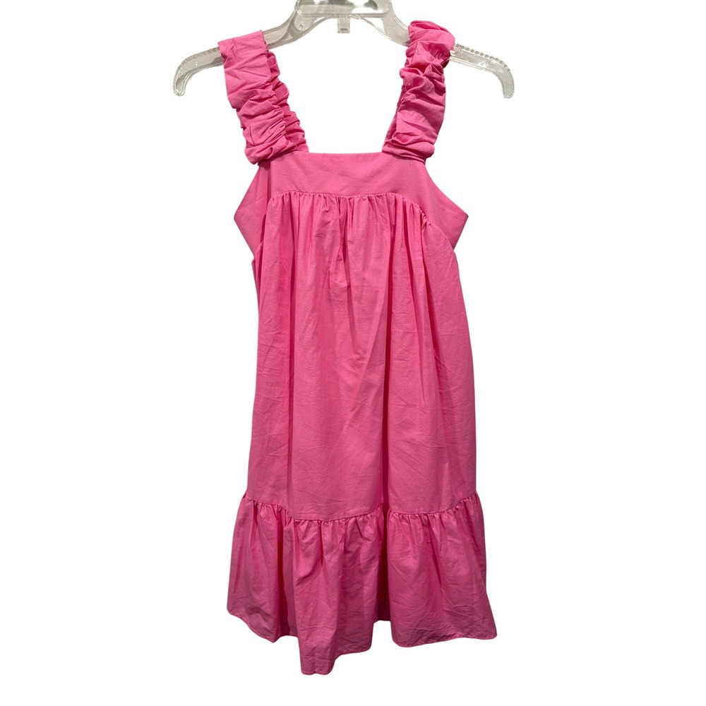 Zara Dress Pink Poplin Ruched Strap Tiered Mini Sun Dress 2674/618/630